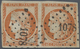 O Frankreich: 1850, Ceres 40 C. Orange, Horizontal Pair Tied By PC „1078”, Good Margins, Signed. Miche - Oblitérés