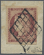 Brfst Frankreich: 1850, Ceres 1 Fr. Dark Carmine "carmin Foncé", Stamp On Cut Square Of Cover Tied By Rhom - Gebraucht