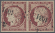 O Frankreich: 1850, Ceres 1 Fr. Carmine, Horizontal Pair Tied By PC „1031”, Good Margins All Around. M - Gebruikt