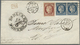 Br Frankreich: 1849, Ceres 1 Fr. Carmine (wide Margins All Around) And A Pair Of 25 C Blue (good/wide M - Usati