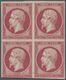 /* Frankreich: 1853-61 'Napoléon' 80 C. Karminrosa Im Ungebrauchten Viererblock, Unteres Paar Postfrisc - Gebruikt