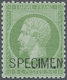 * Frankreich: 1862, Napoléon 5 C. Green, Overprint "SPECIMEN" Unused Hinged. Certificate Renon "Authen - Oblitérés