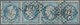 O Frankreich: 1862, 20c. Blue "Empire Dentele", Tête-bêche Pair Within A Strip Of Four (slightly Folde - Gebruikt