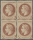**/*/ Frankreich: 1862, 2 C. Napoleon Red/brown, Unused Block Of 4 With Original Gum. (Yvert No. 26) - Gebruikt