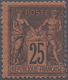 * Frankreich: 1878, 25 C. Allegory Black To Red Unused With Hinge And Normal Perforation, Sign. Brun. - Gebruikt