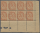 ** Frankreich: 1900, 3 C. Red Orange "Blanc" On Gray GC Paper, Mint Never Hinged Block Of 8 With Mispla - Gebruikt