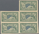 (*) Frankreich: 1906, 45c. Green/blue "Merson", IMPERFORATE Block Of Five, Slight Natural Paper Creasing - Gebruikt