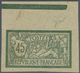 (*) Frankreich: 1906. Imperforate "Merson 45c", Printed Double: One Side Normal Print With Top Margin, T - Gebruikt