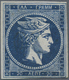 * Griechenland: 1872-75, Large Hermes Head, 20 Lepta DEEP INDIGO BLUE On Bluish Thin Transparent Paper - Lettres & Documents