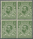 **/ Großbritannien: 1911, ½d. Green, Block Of Four, Lower Left Stamp Showing Variety "White Spot At Top - Autres & Non Classés