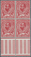 ** Großbritannien: 1911, 1d. Deep Carmine-red, Wm Crown, Die 1A, Block Of Four With Adjoining Gutters, - Autres & Non Classés