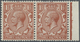 */ Großbritannien: 1920, 1½d. Bright Chestnut, Right Marginal Pair (plate 29 - Thick Rule), On R. 15/12 - Autres & Non Classés