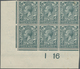 ** Großbritannien: 1916, 4d. Grey-green, Wm Simple Cypher, Marginal Block Of Six From The Lower Left Co - Autres & Non Classés