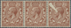 * Großbritannien: 1924, 1½d. Red-brown, Wm Block Cypher, Horiz. Strip Of Three, Right Stamp Showing La - Autres & Non Classés