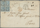 /Br Italien: 1865: 20 C On 15 C Blue, Block Of Four, Small Defects,  And Partly Seperated Before Using, - Marcophilie