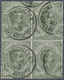 O/ Italien - Paketmarken: 1884, König Umberto I. 10 C. Dunkeloliv Im Viererblock Mit Stempeln 'ROMA SUC - Colis-postaux