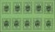 * Italien - Lokalausgaben 1918 - Meran: 1918, 2h. Black On Bright Green, Mini Sheet Of Ten Stamps (fiv - Merano