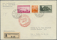 Br Liechtenstein: 1936 (4.5.), Zeppelin 1 Fr. Rosakarmin Mit Freimarken 15 Rp. Un D 35 Rp. Auf R-Brief - Lettres & Documents