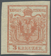 ** Österreich: 1850/54: 3 Kreuzer Rosarot, Handpapier Type I B, Ungebraucht. Laut Dr. Ferchenbauer: "Di - Unused Stamps