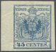 * Österreich - Lombardei Und Venetien: 1850, 45 Centesimi Dunkelblau, Handpapier Type III Ungebraucht, - Lombardije-Venetië