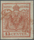 O Österreich - Lombardei Und Venetien - Stempel: 1850 15 Centes. Rot, Allseits Breitrandig, Type 1, Er - Lombardije-Venetië