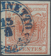 O Österreich - Lombardei Und Venetien - Stempel: 1850: 15 Centes. Rot, Type 1, Handpapier, Allseits Br - Lombardije-Venetië