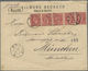 Br Rumänien: 1884, 10 B. Carmine On Yellowish Horizontal Strip Of Five On Registered Cover Tied By "BRA - Lettres & Documents