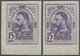 * Rumänien: 1908, Freimarke 'König Karl I.' 15 B. Violett Zwei Einzelwerte UNGEZÄHNT Vom Unteren Bogen - Storia Postale