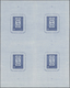 ** Rumänien: 1958. BF 10l Bleu Centenaire Du Timbre. Feuille De 4 Blocs Non Dentelés. Non Répertorié. ( - Covers & Documents