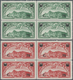 ** San Marino: 1936, Airmail Overprints, Both Values As Blocks Of Four, Unmounted Mint, Signed. Sass. P - Neufs