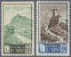 ** San Marino: 1949, Views 100 L And 200 L With Extreme Register Shift. - Ongebruikt