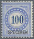 (*) Schweiz - Portomarken: 1881, 100 C Ultramarin/blau Mit Rahmentype II (oberes Rechtes Rad Unten Ausge - Taxe