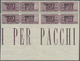 ** Triest - Zone A - Paketmarken: 1950, 20l. Purple, Bottom Marginal Block Of Four, Lower Stamps Showin - Postpaketen/concessie