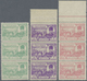 ** Türkei: 1924, Lausanne Complete Set Of Eight Values In Strips Of Three, Six With Margins, Mint Never - Lettres & Documents