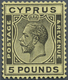 * Zypern: 1928. Freimarke Georg V 5 £ Schwarz Auf Gelb. Tadellos Zentriert Und Gezähnt. Enorm Frisches - Autres & Non Classés
