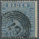 O Baden - Marken Und Briefe: 1860, 3 Kreuzer Lebhaftpreußischblau Mit Resten ROTER GUMMIERUNG, Gestemp - Autres & Non Classés