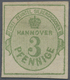 (*) Hannover - Marken Und Briefe: 1863, Oval-Ausgabe 3 Pf. Dunkelolivgrün Ohne WZ, Ungebraucht Mit Teilg - Hannover