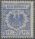 ** Deutsches Reich - Krone / Adler: 1889, Krone/Adler 20 Pf. Frühauflage Mittelultramarin (UV Blau) Ein - Neufs