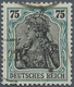 O Deutsches Reich - Inflation: 1919, Freimarke Germania, 75 Pf Gut Gezähnt Und Gestempelt Mit Fehlfarb - Briefe U. Dokumente