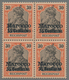 ** Deutsche Post In Marokko: 1900, Der Sog. Fette Aufdruck, Sechs Postfrische Viererblöcke, Dabei Drei - Marocco (uffici)