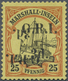* Deutsche Kolonien - Marshall-Inseln - Britische Besetzung: 1914, 3 D. Auf 25 Pfg., Aufdrucktype I, A - Isole Marshall