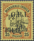 * Deutsche Kolonien - Marshall-Inseln - Britische Besetzung: 1914, 3 D. Auf 25 Pfg., Aufdrucktype I, A - Marshall