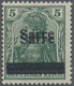 * Deutsche Abstimmungsgebiete: Saargebiet: 1920, Sarre-Germania 5 Pf. Dunkelopalgrün, Allseits Tadello - Autres & Non Classés