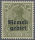 ** Memel: 1920, 60 Pfg. Germania, Hellbraunoliv, Senkrecht Geriffelte Gummierung, Postfrisch, Gepr. Und - Memel (Klaipeda) 1923