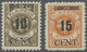 ** Memel: 1923, 10 C. Auf 400 M. Dunkelolivbraun Und 15 C. Auf 25 M. Lebhaftrötlichorange, Zwei Postfri - Memel (Klaipeda) 1923