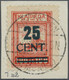 Brfst Memel: 1923, 25 C. Grünaufdruck, Aufdrucktype I, Schwarzgrüner Blockzifferaufdruck 25 CENT. Auf 100 - Memel (Klaipeda) 1923