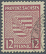 O Sowjetische Zone - Provinz Sachsen: 1945, Provinzwappen 12 Pf. In Extrem Seltener B-Farbe Lilakarmin - Altri & Non Classificati