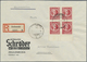 Br Sowjetische Zone - Thüringen: 1945, 12 Pf Lebhaftkarminrot, Viererblock Vom Bogenrand, Linkes Marken - Autres & Non Classés