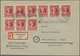 Br Sowjetische Zone - Thüringen: 1945, 12 Pf Karminrot Mit Spargummierung, 9 Stück Als Portogerechte Me - Autres & Non Classés