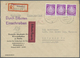 DDR - Dienstmarken A (Verwaltungspost B): 1954, 50 Pf Violettpurpur, Je 3 Stück Als Portogerechte Me - Autres & Non Classés